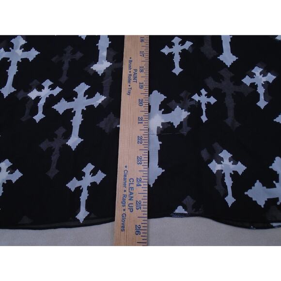 R.Rouge Sheer Black Gothic Cross Print Off the Shoulder Top Women's Size 3XL - Picture 9 of 10